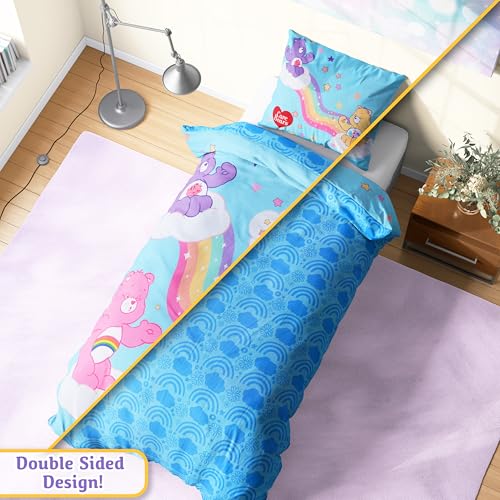 Get Trend Care Bears Kids Twin Reversible Duvet Cover Set with Pillowcase - 53x79 in, Soft Cozy Bedding for Girls, Fun Character Bedroom Decor - Multi Care Bears