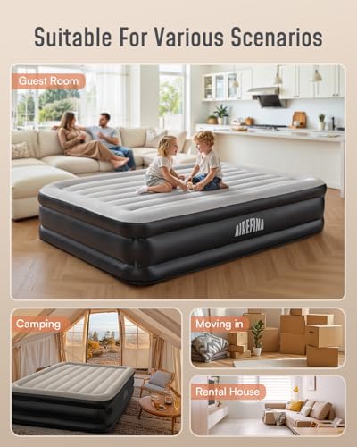 Full Size Air Mattress with Built-in Pump - 18 Inch Inflatable Blow Up Bed
