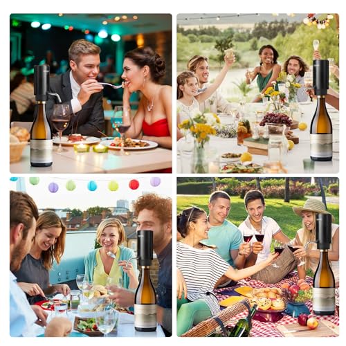 Exptolii 7oz Electric Wine Aerator Dispenser | Rechargeable One-Touch Wine Pourer & Decanter