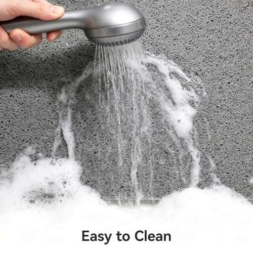 Non-Slip Loofah Shower Mat - 24x16 Inch Quick-Dry PVC Bath Mat, Grey