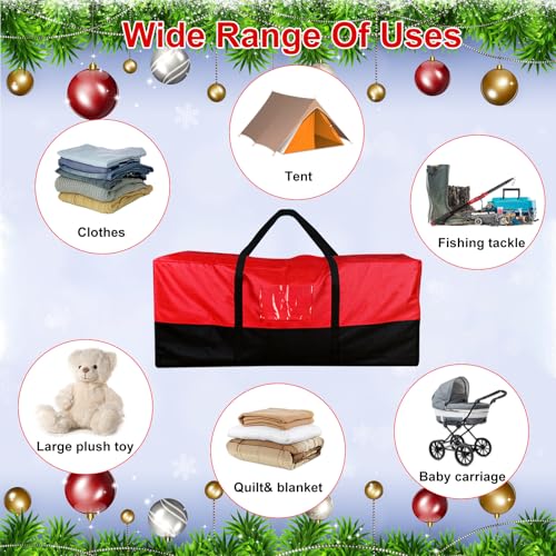 Doacpcr Blackred 8 Ft Heavy-Duty Christmas Tree Storage Bag with Reinforced Handles