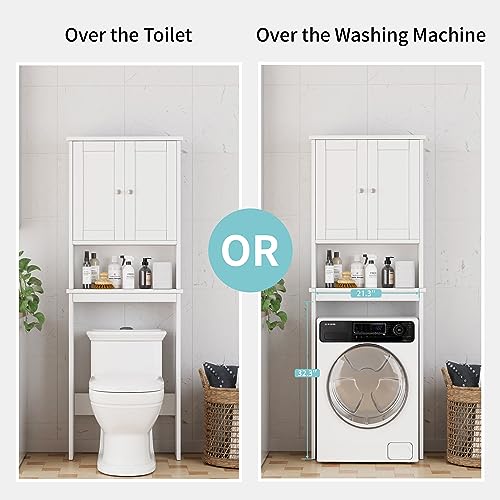 Shintenchi Over the Toilet Storage Cabinet, Freestanding Space Saver - White