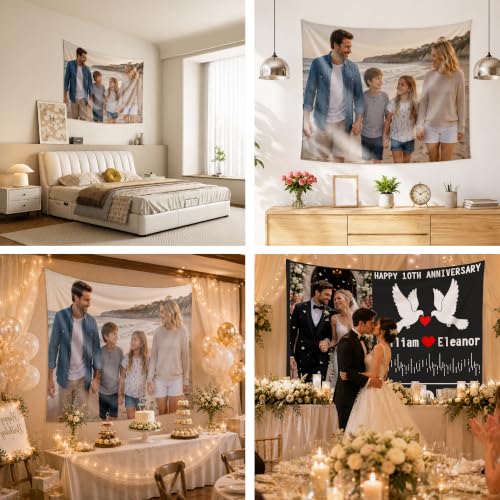 Custom Tapestry with Personalized Photo and Text, Horizontal