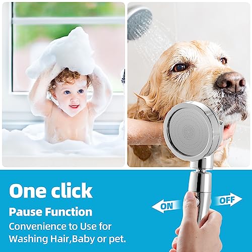 3-Setting High Pressure Handheld Shower Head with Flow Control Button