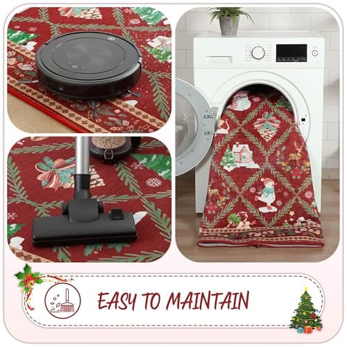 Acapet 2' x 3' Red Christmas Door Mat – Non-Slip Indoor/Outdoor Welcome Rug