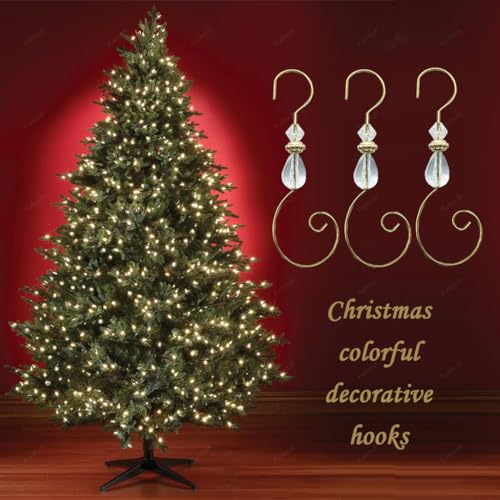 Crystal Beaded Christmas Ornament Hooks - 20 Pack S-Shaped Hangers