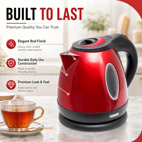 1.2L Electric Kettle, Fast-Boiling Stainless Steel Tea Pot with LED Light