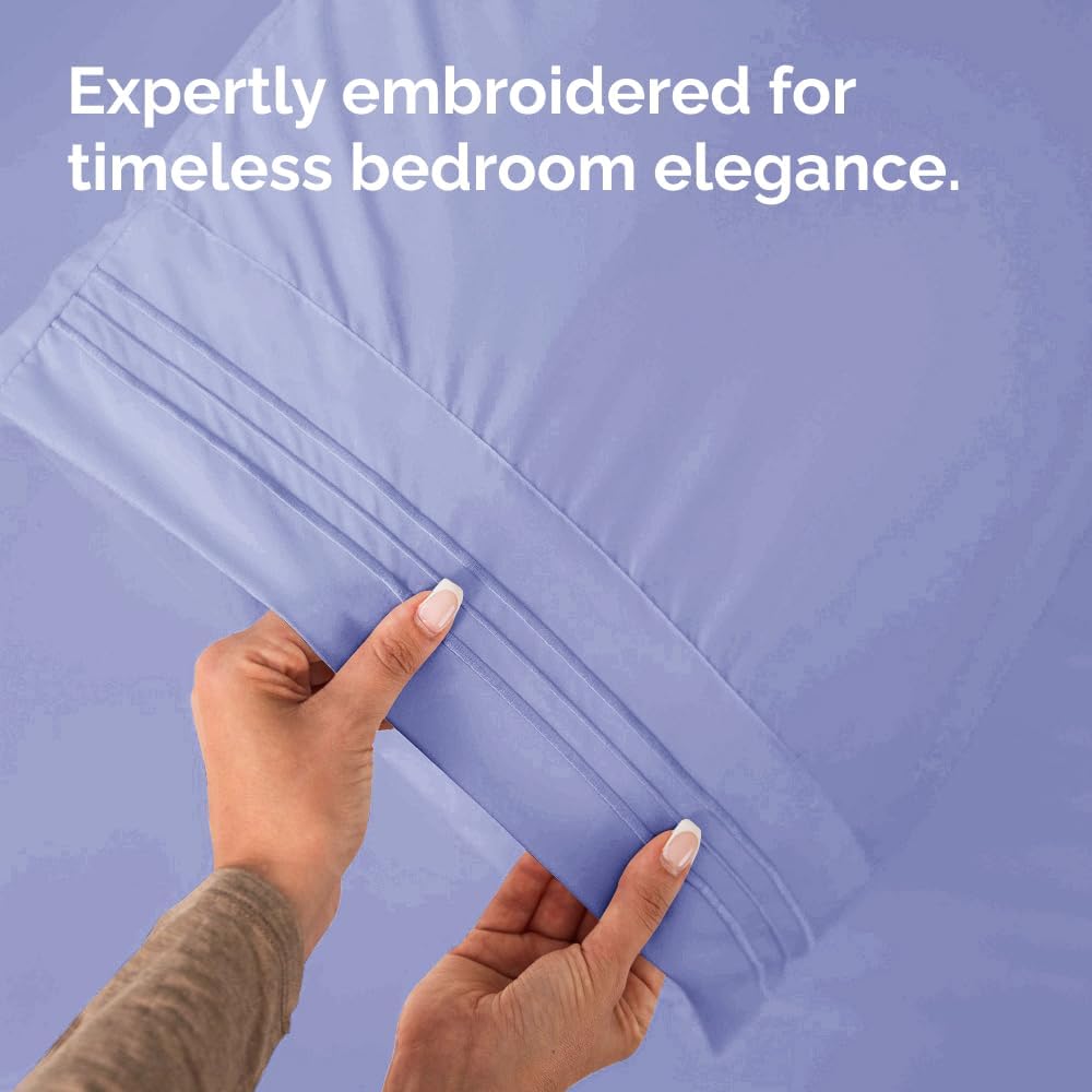 Skiennix Queen Pillow Cases Set of 2 - Ultra Soft Hotel Quality - Wrinkle Free & Stain Resistant - Lavender