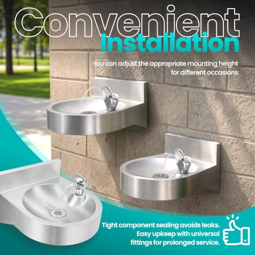 Wall-Mounted Stainless Steel Commercial Drinking Fountain, Hydration Station