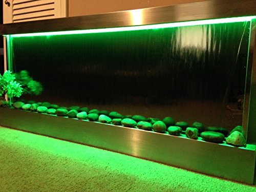 XXL Wall Water Fountain 60x26 Inch Stainless Steel Indoor Outdoor Waterfall with Color Lights & Remote Control