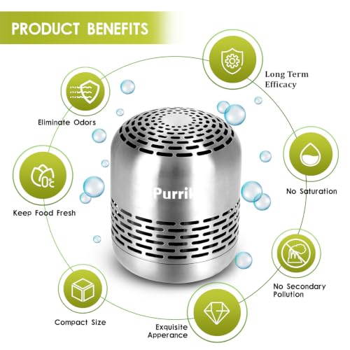 Purriko Refrigerator Deodorizer & Long-Lasting Stainless Steel Odor Eliminator