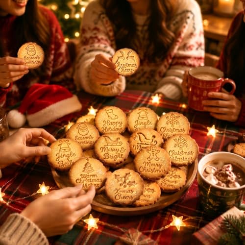 Christmas Cookie Cutters with Stamp - 10pc Plastic Bakeware Set
