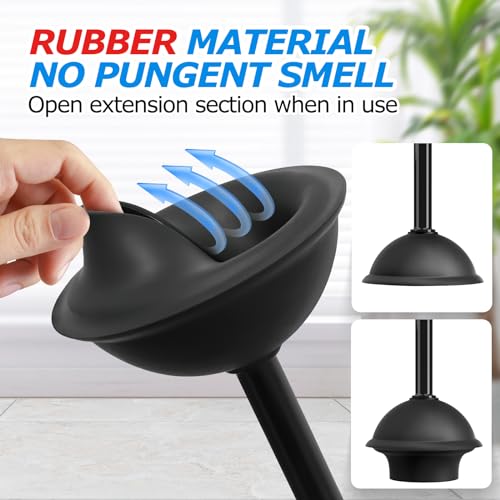 FORASTO 2-in-1 Toilet Brush and Plunger Set with Extended Handle, Black