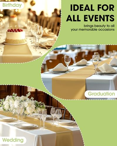 Gold Plastic Table Runners, 14 x 108 Inch Disposable Set - 10 Pack