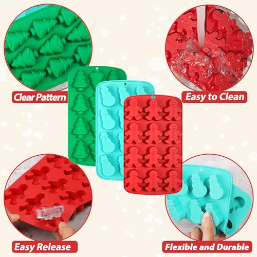 Christmas Silicone Ice Cube Molds - Gingerbread Snowman Christmas Tree Shapes