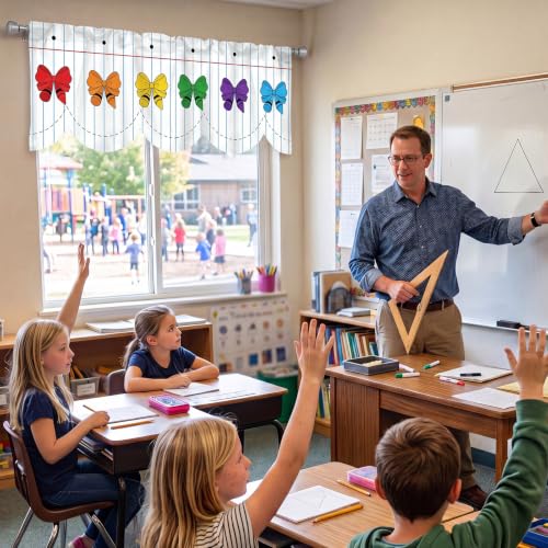 Crayon Bows Classroom Window Valances, 54x18 Inch Notebook Design Set