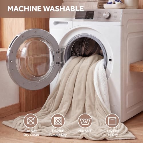 Heated Throw Blanket - 50x60 Inch, Soft Flannel & Sherpa, 6 Heat Levels