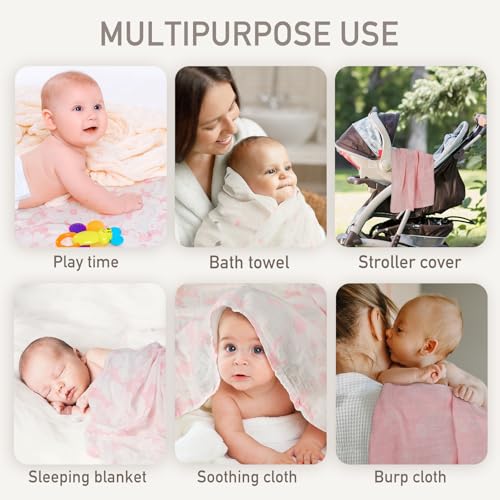 GLLQUEN BABY Muslin Swaddle Blankets 6-Pack - Soft Cotton Receiving Blankets