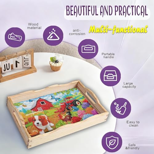 EWJRNSF Diamond Art Kits for Adults Wooden Serving Tray with Handles – DIY Tray Kit (D Farmhouse CB NEW)