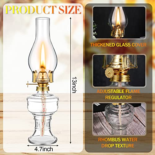 Vintage Kerosene Oil Lamps (Set of 2) - 13" Clear Glass Hurricane Lanterns