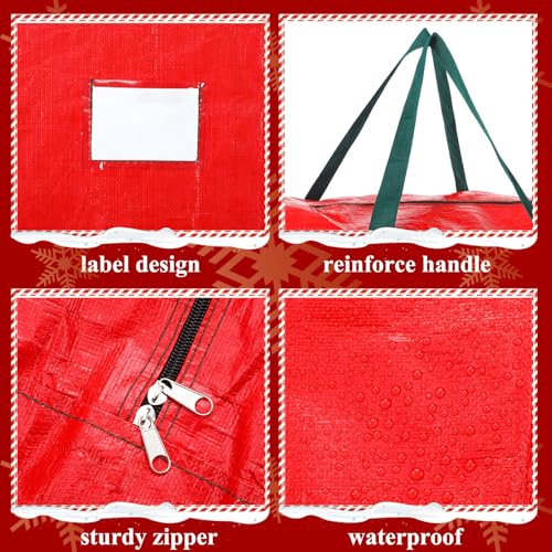 2 Pcs 48 Inch Christmas Wreath Storage Bags with Handle - Red, Waterproof