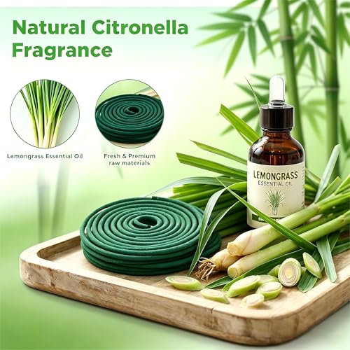 Citronella Incense Coils 48-Pack with 2 Holders for Outdoor Patio & Camping