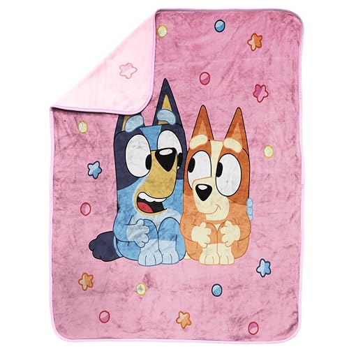 Jay Franco Kids Bluey Plush Throw Blanket, Soft Microfiber 40x50 Pink