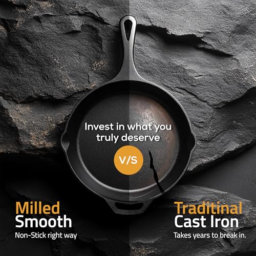 12-Inch Pre-Seasoned Cast Iron Skillet, Heavy-Duty Frying Pan for Oven & Grill