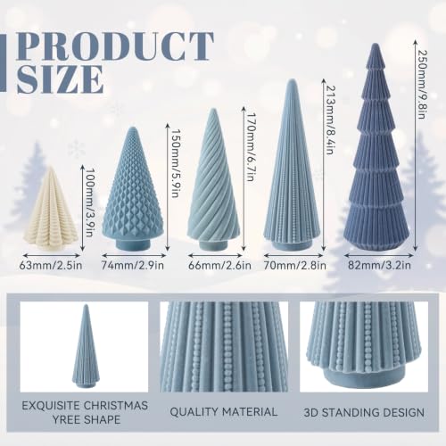 Dusty Blue 5-Pcs Velvet Christmas Cone Trees Set by Weysat (Dusty Blue Variation)
