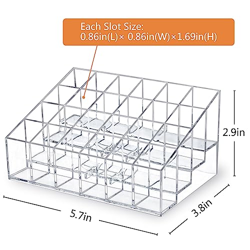 MOSIKER Clear Lipstick Organizer with 24 Slots, Vanity Makeup Storage