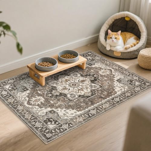 2x3 Washable Entryway Rug, Vintage Distressed Non-Slip Oriental Area Mat