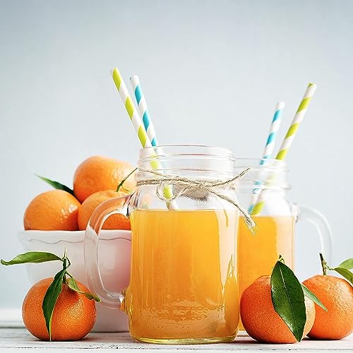 16oz Mason Jar Mugs with Handles and Lids - Set of 12 Glass Drinking Cups