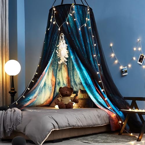 Aurora Printed Bed Canopy - Round Dome Princess Mosquito Net Curtain