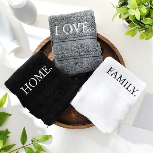 3-Piece Embroidered Cotton Hand Towel Set - Farmhouse Bathroom Decor