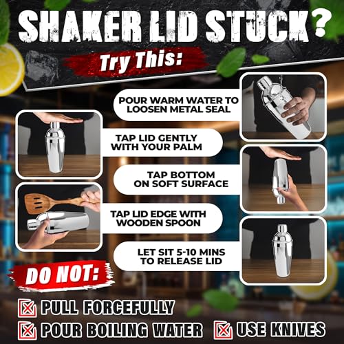 Lagarto 10-Piece Cocktail Shaker Set with Stand - Bartender Mixology Kit for Home & Bar