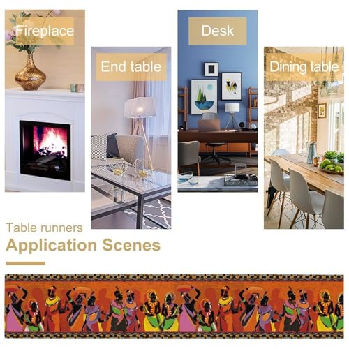 DKMQQUL African Table Runner 13x36 Inch Retro Black Women Tribal Decor Kwanzaa