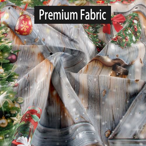 MCKTOM Rustic Farmhouse Christmas Shower Curtain 72x72 in Grey with 12 Hooks