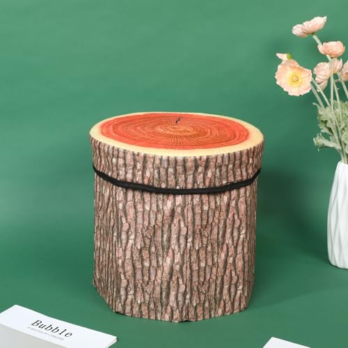 3-Piece Tree Stump Storage Ottoman Set, Folding Toy Box & Stool
