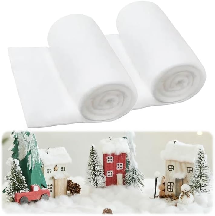Skiennix Fake Snow Blanket - Thickened 3 x 8 Ft Christmas Decoration | Artificial Snow for Holiday Parties
