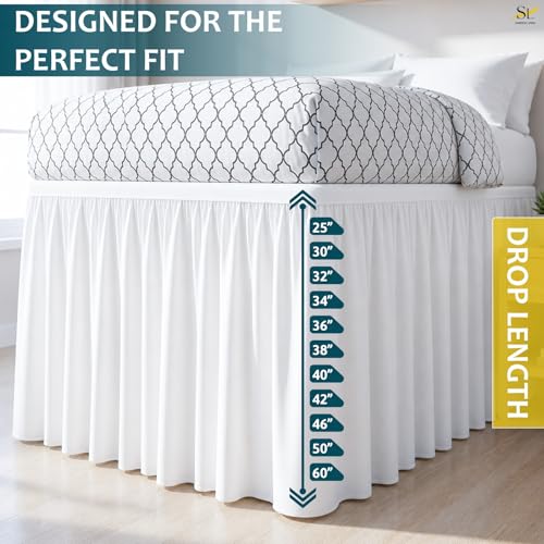 Twin XL Bed Skirt with 32-Inch Drop - Microfiber Dust Ruffle, White