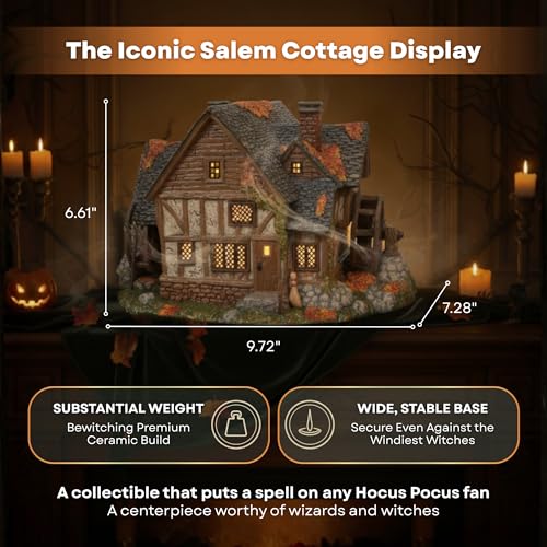 Lighted Sanderson Sisters Cottage Halloween Village House, Hand-Painted