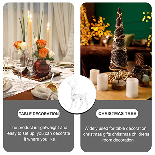 Christmas Reindeer Decor Set - Clear Acrylic Elk Figurines for Holiday Home Decoration