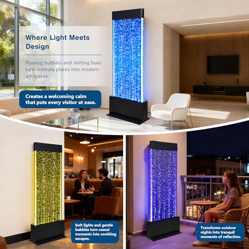 47-Inch LED Bubble Wall Water Fountain with App & Remote Control