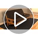 Full Size Futon Sofa Bed with Rustic Walnut Hardwood Frame
