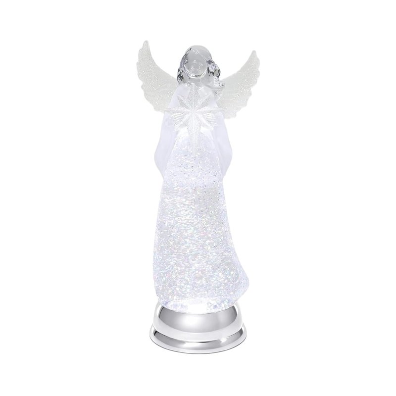 Christmas Angel Snow Globe Water Spinner LED Light Battery Operated Glitter Angel Figurine 12.8” Tabletop Christmas Decoration Holiday Home Décor by Moments in Time