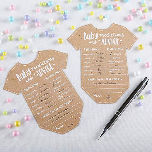Kate Aspen Baby Predictions Advice Cards Kraft & White - Baby Shower Game & Keepsake