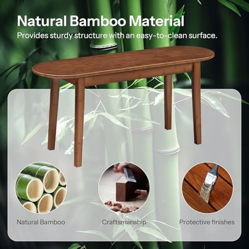 39.4-Inch Bamboo Dining Bench, Farmhouse Entryway Bench for Home