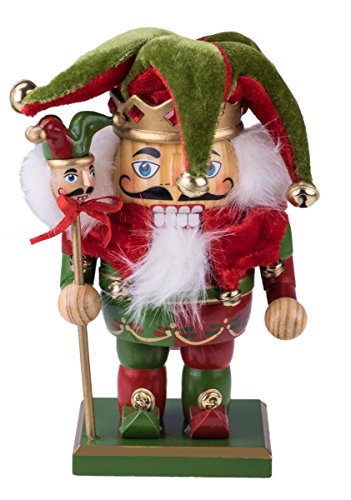 Clever Creations Red and Green Jester Wooden Nutcracker - 7 Inch Christmas Decor