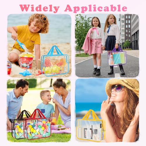 6 Pack Clear Toy Storage Bags with Labels - Large Waterproof Zipper Pouches