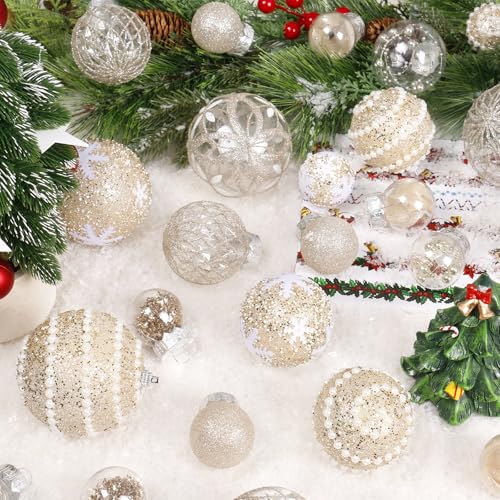 Champagne Christmas Ball Ornaments Set - 33 Shatterproof Holiday Decorations